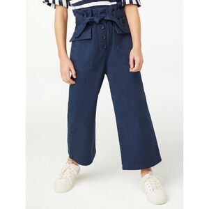 Free Assembly Girl’s Blue High-Rise Wide Leg Belted Crop Pants Size 7